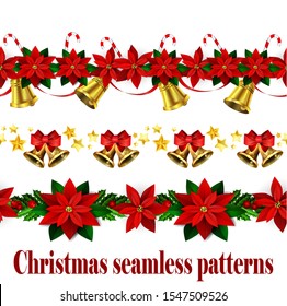 Christmas horizontal seamless set background