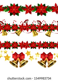 Christmas horizontal seamless set background