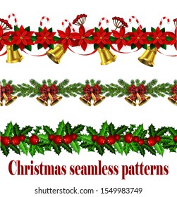 Christmas horizontal seamless set background