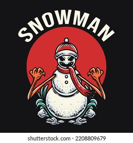 Christmas Horror Snowman Vector Illustration