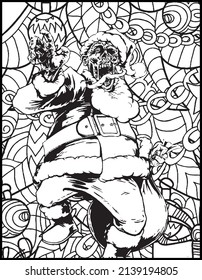 Christmas and horror themed coloring page