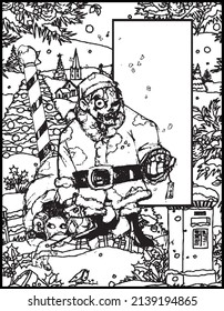 página de colorido sobre temas de Navidad y horror