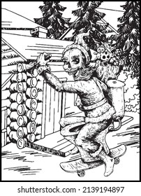 Christmas and horror themed coloring page