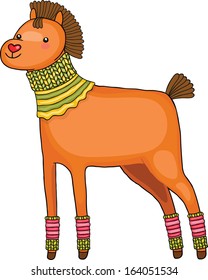 Christmas horse. Holiday illustration
