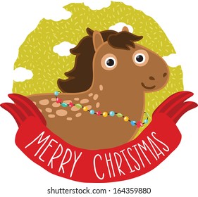 Christmas horse. Holiday illustration