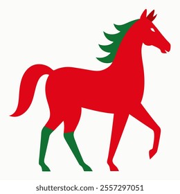 Christmas horse silhouette vector on white background