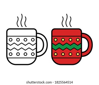 Christmas hot beverage icon on white background, vector illustration