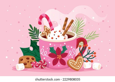 Christmas Hot Chocolate Cocoa Illustration