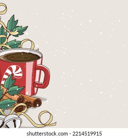 Christmas hot chocolate drink for Christmas food background