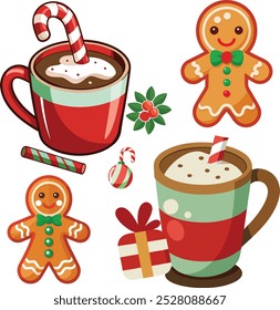 Christmas hot chocolate and Ginger cookie vector 