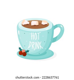 Christmas, hot chocolate, Handwritten, isolated