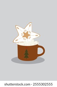 
Christmas hot chocolate vector, Christmas drink illustration
