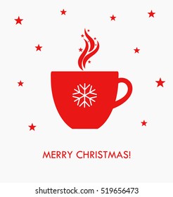 Christmas hot coffee in red cup. Vector illustration