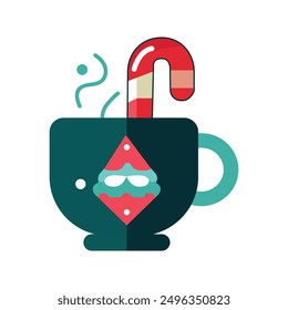 Christmas hot drink cup flat icon vector graphics