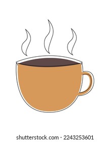 Christmas hot drink. Flat cartoon different beverages. Holiday cute mugs hot cocoa, coffee, milk, cream and mulled wine. 