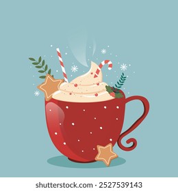 Christmas hot drink vector illustration.