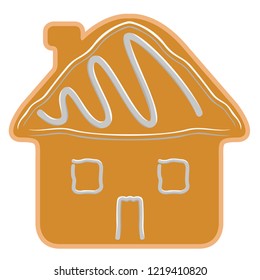 Christmas house building gingerbread cookie. Vector illustration design