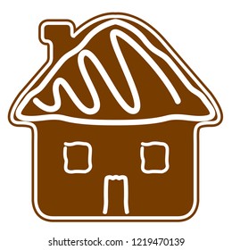 Christmas house building gingerbread cookie. Vector illustration design