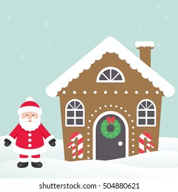 christmas house with cartoon santa claus