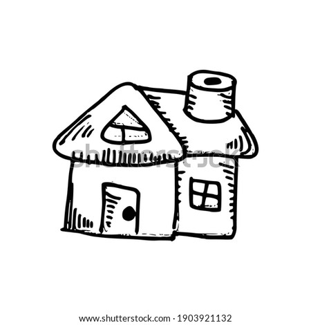 Christmas House doodle icon vector. Hand drawn illustration. 