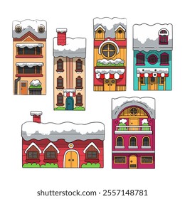 Christmas House Element Pack Decoration Vector Set