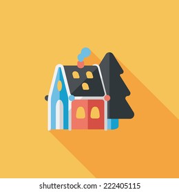 Christmas house flat icon with long shadow,eps10