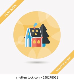 Christmas house flat icon with long shadow,eps10