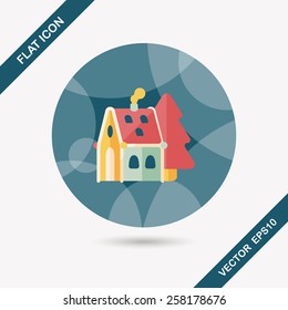 Christmas house flat icon with long shadow,eps10