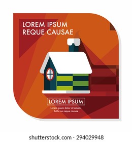 Christmas house flat icon with long shadow,eps10