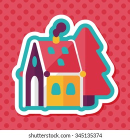 Christmas house flat icon with long shadow,eps10
