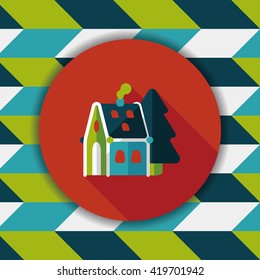 Christmas house flat icon with long shadow,eps10