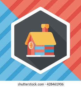 Christmas house flat icon with long shadow,eps10