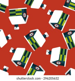 Christmas house flat icon,eps10 seamless pattern background