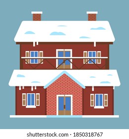 Christmas House Icon Vector Flat Background