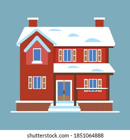 Fondo plano del icono de la casa de Navidad