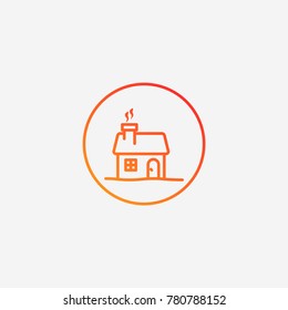 Christmas house icon.gradient illustration isolated vector sign symbol