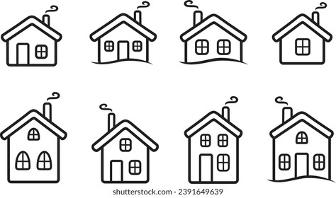 Christmas house line icon. Holiday design elements set. Linear symbol collection. Outline signs. Editable stroke. Happy New Year vector illustration.