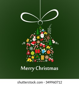 Christmas house made of colourful Christmas elements