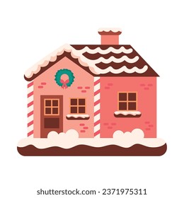 christmas house pink vector isolated