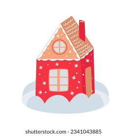 Christmas house, rustic winter house. Vector illustration holidays elements. Good for design, cards, posters, banners.
