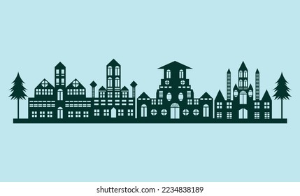 christmas house Silhouette, laser cut design