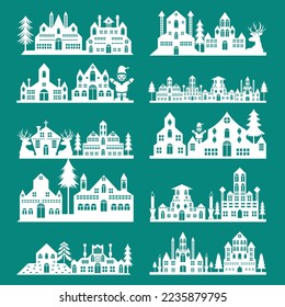 christmas house Silhouette, laser cut design