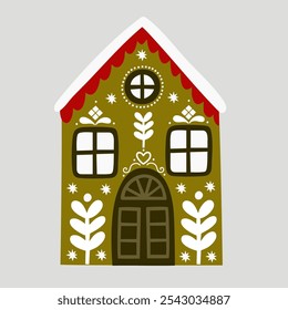 Ilustração plana do vetor da casa de Natal.