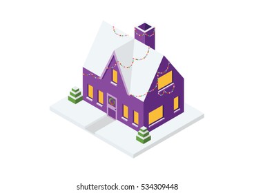 Christmas House In Vector (Isometric 2)
