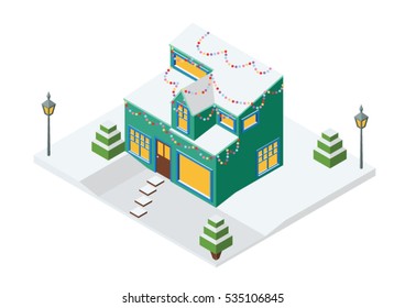 Christmas House In Vector (Isometric 4)