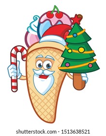 christmas ice cream cone mascot character design