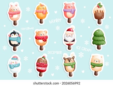 Christmas Ice Cream sticker, planner and scrapbook.
