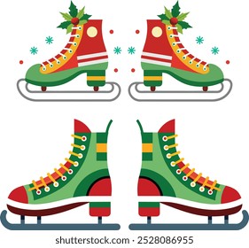 Christmas ice roller skate vector