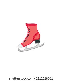 Christmas ice skate isolated on white background. Red ice skate Xmas vector illustration. Perfect for coloring book, textiles, icon, web, painting, books, t-shirt print