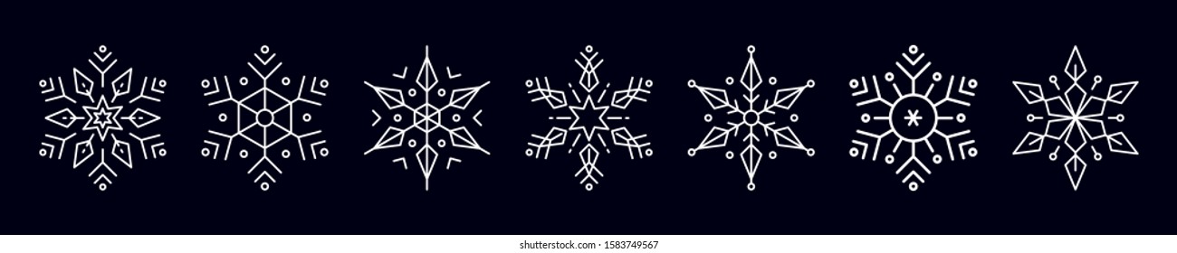 Christmas ice snowflakes elements ornaments pattern banner greeting card on blue background